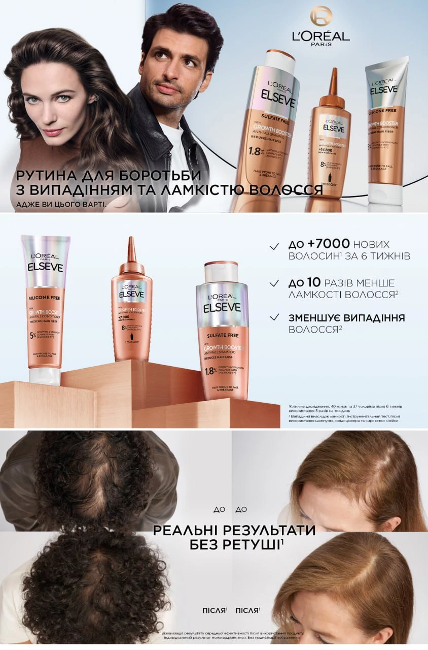 Стимулятор росту від L'Oréal Paris: для волосся, що потребує активної підтримки у відростанні
1