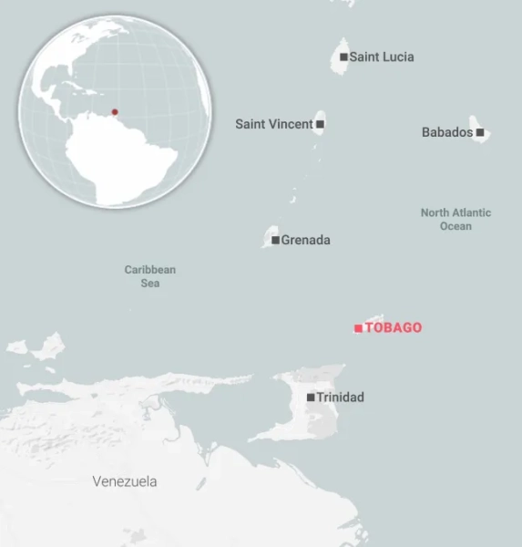 Карта Карибського басейну з позначенням Тобаго