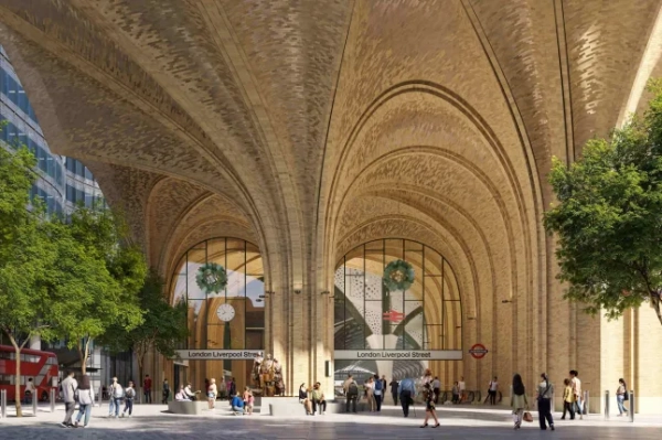 Комп'ютерна графіка, що показує входи на станцію Ліверпуль-стріт.