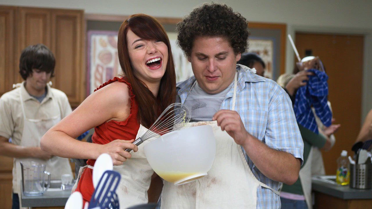 Emma Stone and Jonah Hill in 0