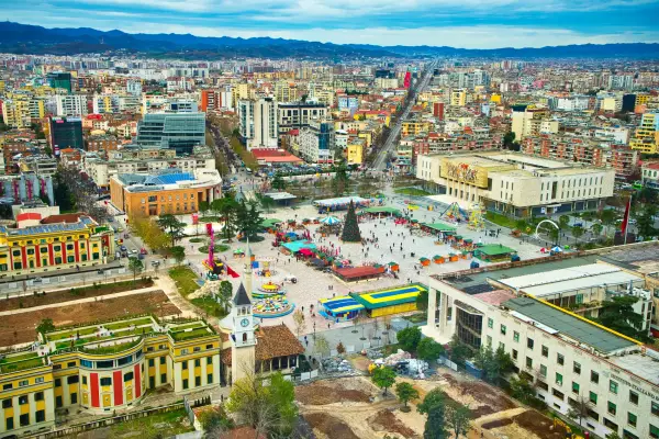TIRANA,ALBANIA/DECEMBER 11,2017: The central square of Tirana.; Shutterstock ID 775615072; purchase_order: -; job: -; client: -; other: -