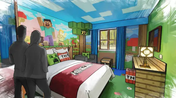 Minecraft World Hotel premium room illustration