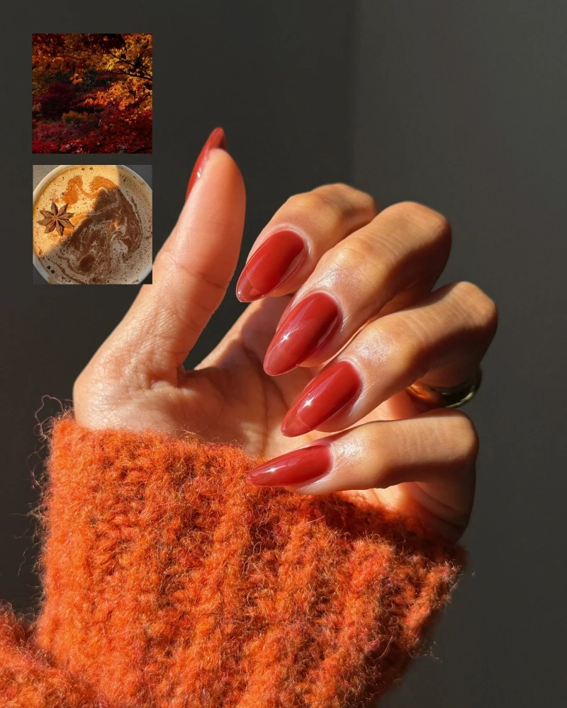 Осінній варіант манікюру jelly nails, який є трендом сезону5